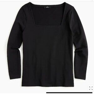 J. Crew Women's Ribbed stretch-cotton squareneck T-shirt Small BA414